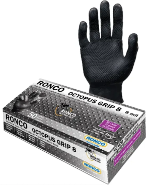 Ronco – Octopus Grip Black Nitrile Gloves